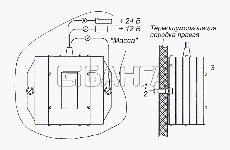КамАЗ КамАЗ-4308 (2008) Схема 53215-3759001 Установка преобразователя
